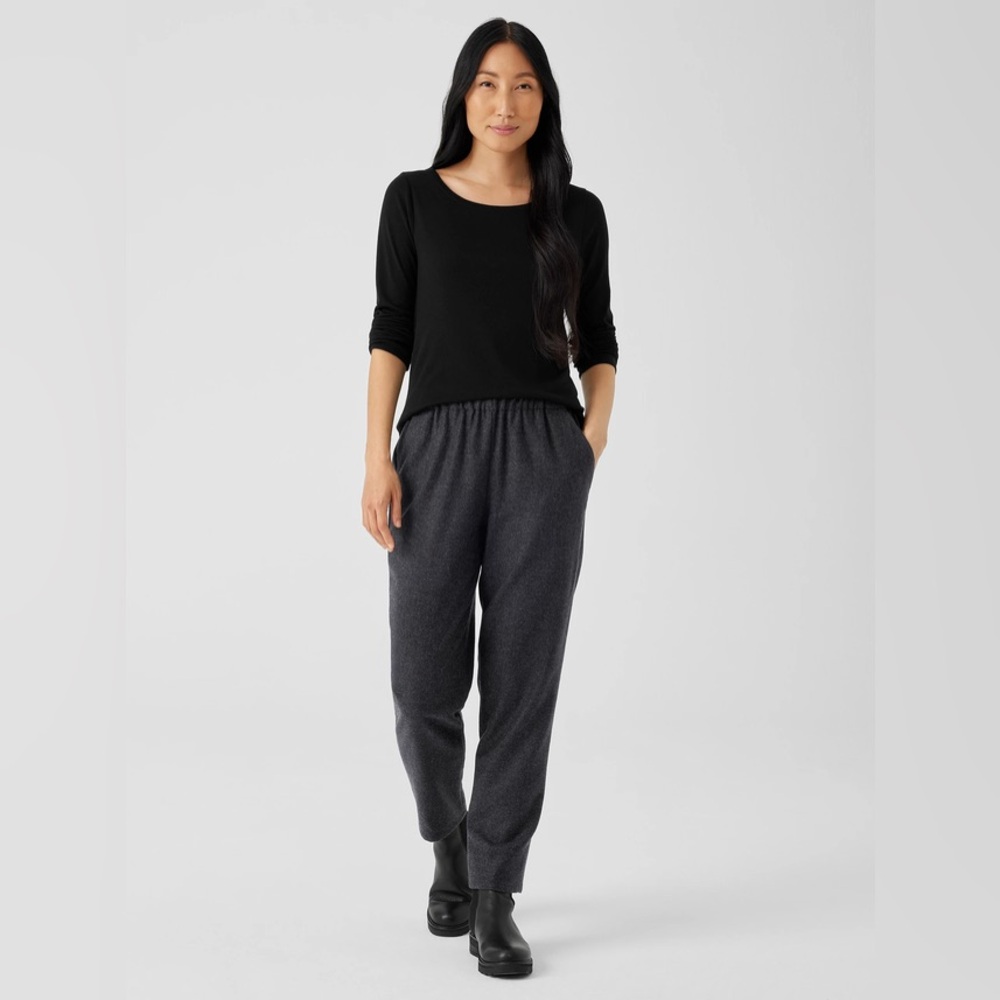 Eileen Fisher Soft Wool Flannel Tapered Pant Size XS/TP